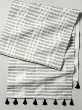 Hearth & Hand Black/White Tassle Table Runner